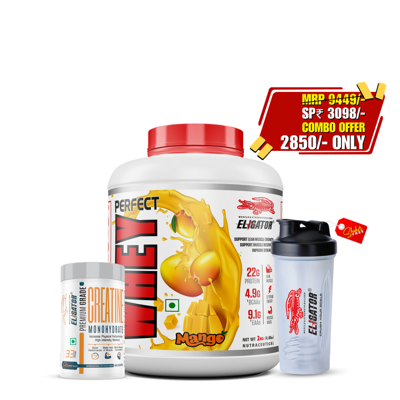 Load image into Gallery viewer, Eligator Perfect Whey Protein Powder- 2KG (4.4LBS) with Eligator Creatine Monohydrate 100gm.