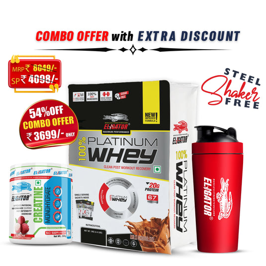 Eligator 100% Platinum Whey (67 Sachets) and Creatine Monohydrate 250gm