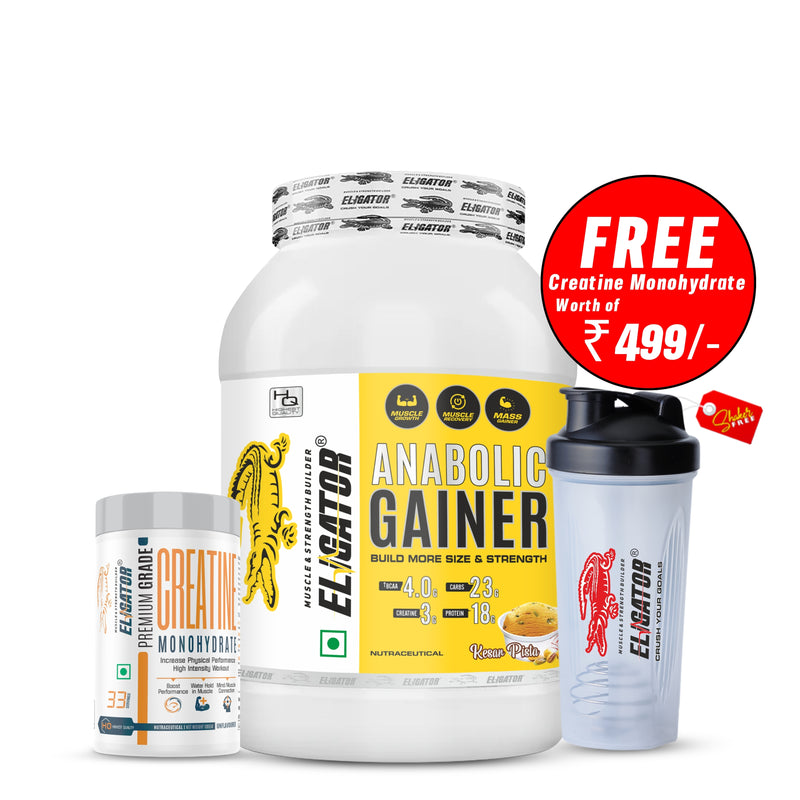 Load image into Gallery viewer, Eligator Anabolic Gainer 2.7kg with Free Creatine Monohydrate 100gm (Unflavoured)