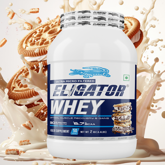 Eligator Whey Protein - 2kg with Free Creatine Monohydrate 100gm (Unflavoured)