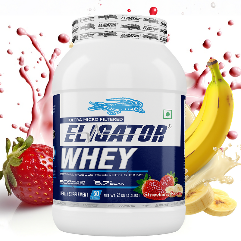 Load image into Gallery viewer, Eligator Whey Protein - 2kg with Free Creatine Monohydrate 100gm (Unflavoured)
