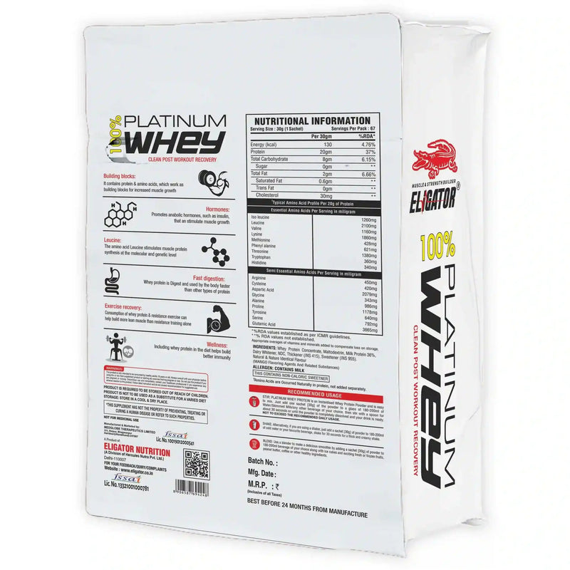 Load image into Gallery viewer, Eligator 100% Platinum Whey 2Kg (With Sachets)
