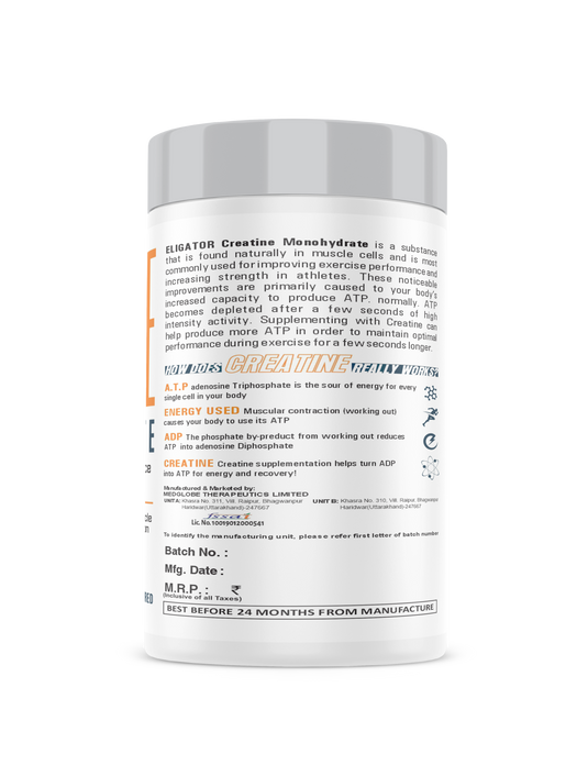 Eligator High Protein Weight Gainer 2.7Kg (6lbs) with Free Creatine Monohydrate 100gm (Unflavoured)
