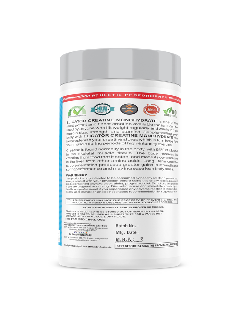 Load image into Gallery viewer, Eligator Creatine Monohydrate with Steel Shaker