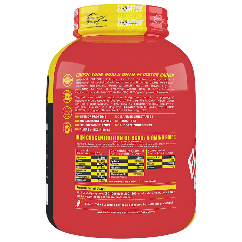 Load image into Gallery viewer, Eligator High Protein Weight Gainer 2.7Kg (6lbs) with Free Creatine Monohydrate 100gm (Unflavoured)