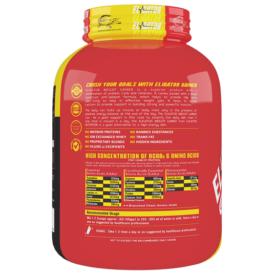 Eligator High Protein Weight Gainer 2.7Kg (6lbs) with Free Creatine Monohydrate 100gm (Unflavoured)