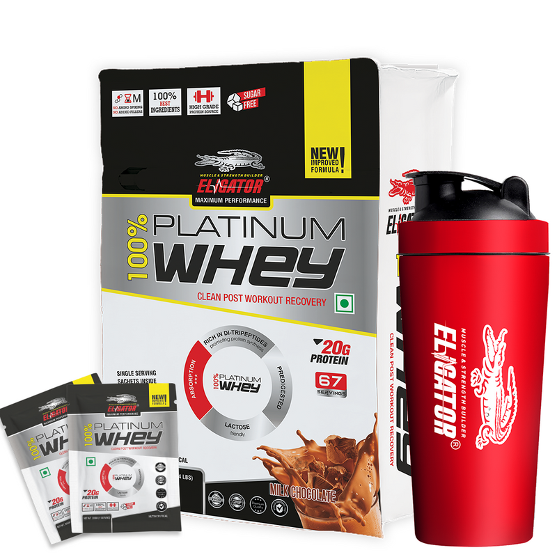 Load image into Gallery viewer, Eligator 100% Platinum Whey (67 Sachets) and Creatine Monohydrate 250gm