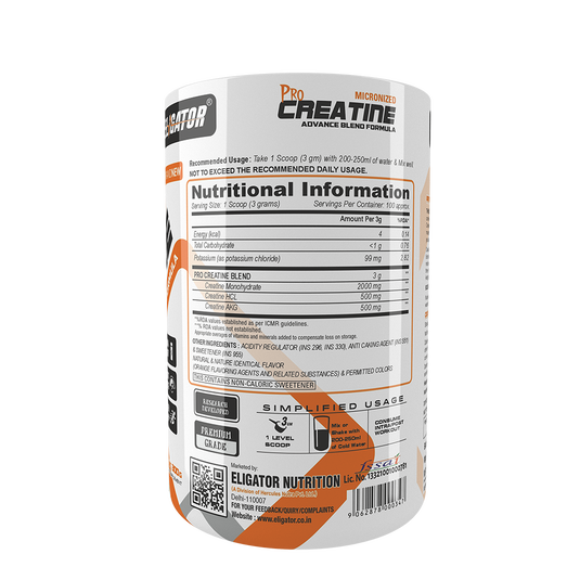 Eligator Pro Micronized Creatine Powder (100 Servings)