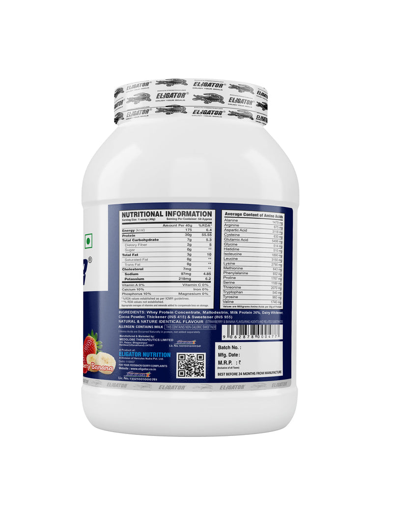 Load image into Gallery viewer, Eligator Whey Protein 2Kg with Pre-Workout - 40 Servings