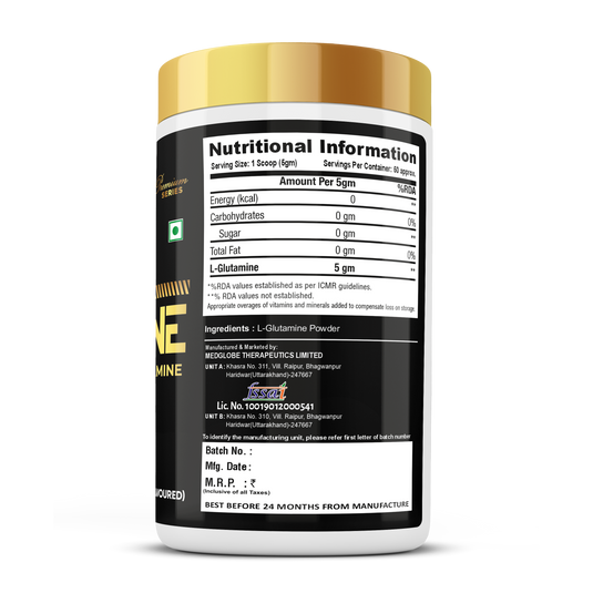 Premium Series Glutamine - 250g (50 Servings) Unflavoured