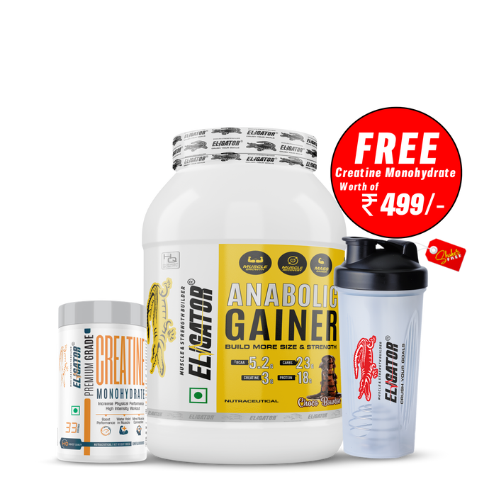 Eligator Anabolic Gainer 2.7kg with Free Creatine Monohydrate 100gm (Unflavoured)