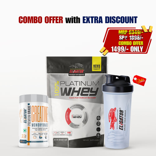 Eligator 100% Platinum Whey 2lbs and Creatine Monohydrate 100gm (Unflavoured)