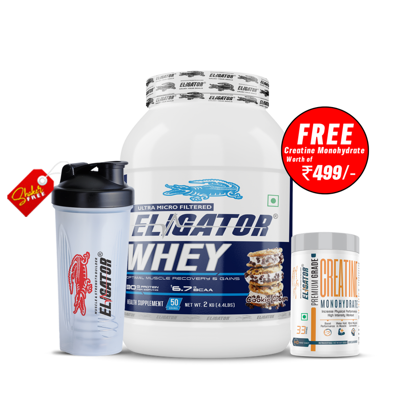 Load image into Gallery viewer, Eligator Whey Protein - 2kg with Free Creatine Monohydrate 100gm (Unflavoured)
