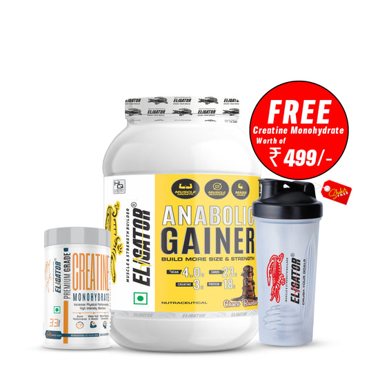 Eligator Anabolic Gainer 2.7kg with Free Creatine Monohydrate 100gm (Unflavoured)