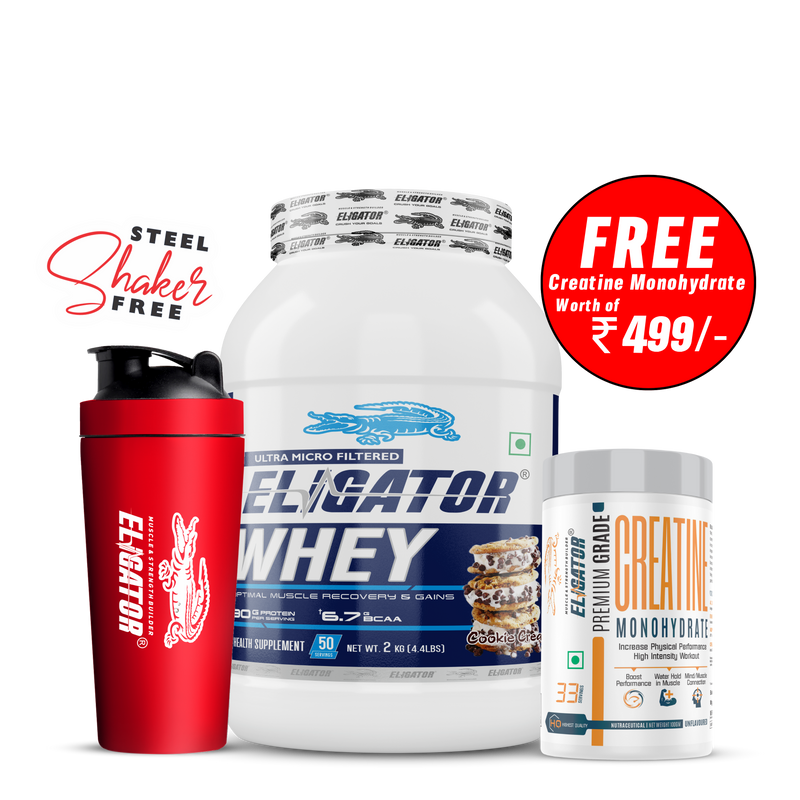 Load image into Gallery viewer, Eligator Whey Protein - 2kg with Free Creatine Monohydrate 100gm (Unflavoured)
