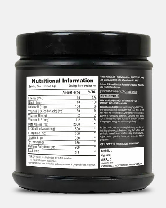 Eligator Mental Pre-Workout (200g) – 40 Servings
