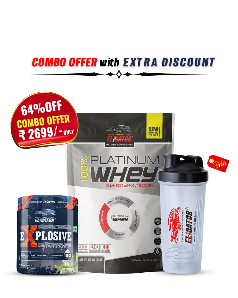Load image into Gallery viewer, Eligator 100% Platinum Whey 2lbs and Eligator Explosive Pre Workout | 50 Servings
