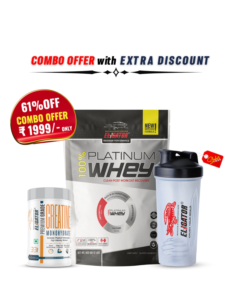 Load image into Gallery viewer, Eligator 100% Platinum Whey 2lbs and Creatine Monohydrate 100gm (Unflavoured)

