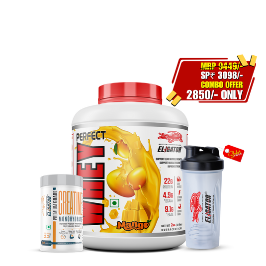 Eligator Perfect Whey Protein Powder- 2KG (4.4LBS) with Eligator Creatine Monohydrate 100gm.