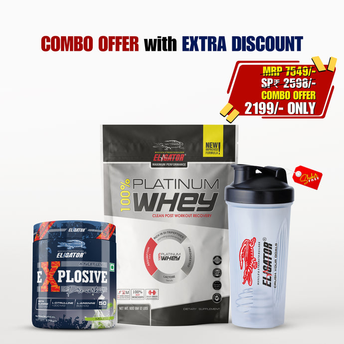 Eligator 100% Platinum Whey 2lbs and Eligator Explosive Pre Workout | 50 Servings