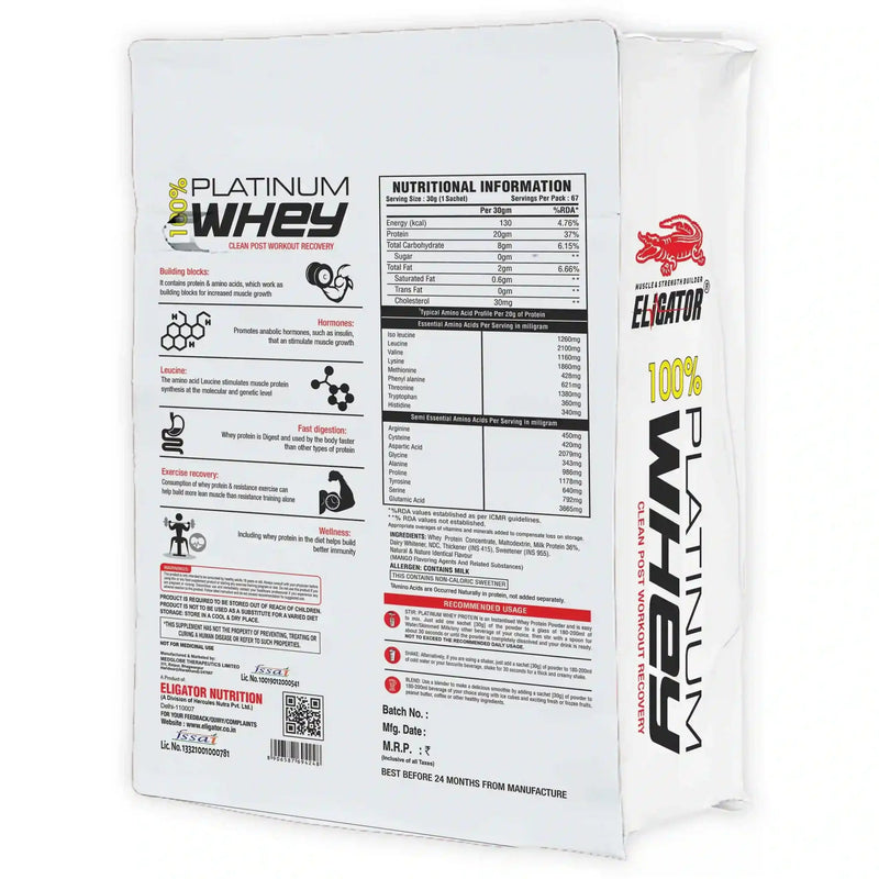 Load image into Gallery viewer, Eligator 100% Platinum Whey 2Kg (67 Sachets)
