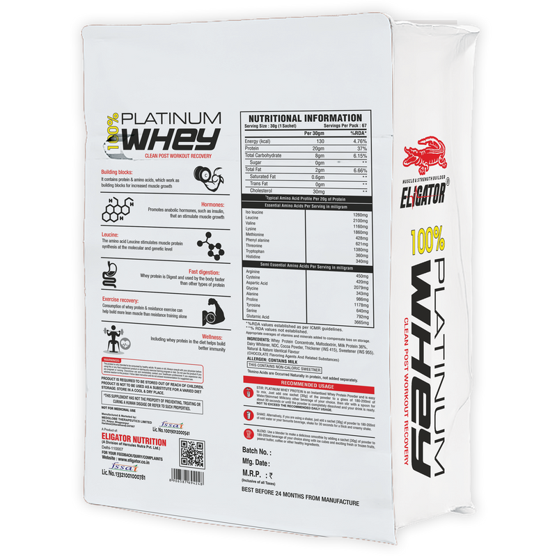 Load image into Gallery viewer, Eligator 100% Platinum Whey 2Kg (With Sachets)
