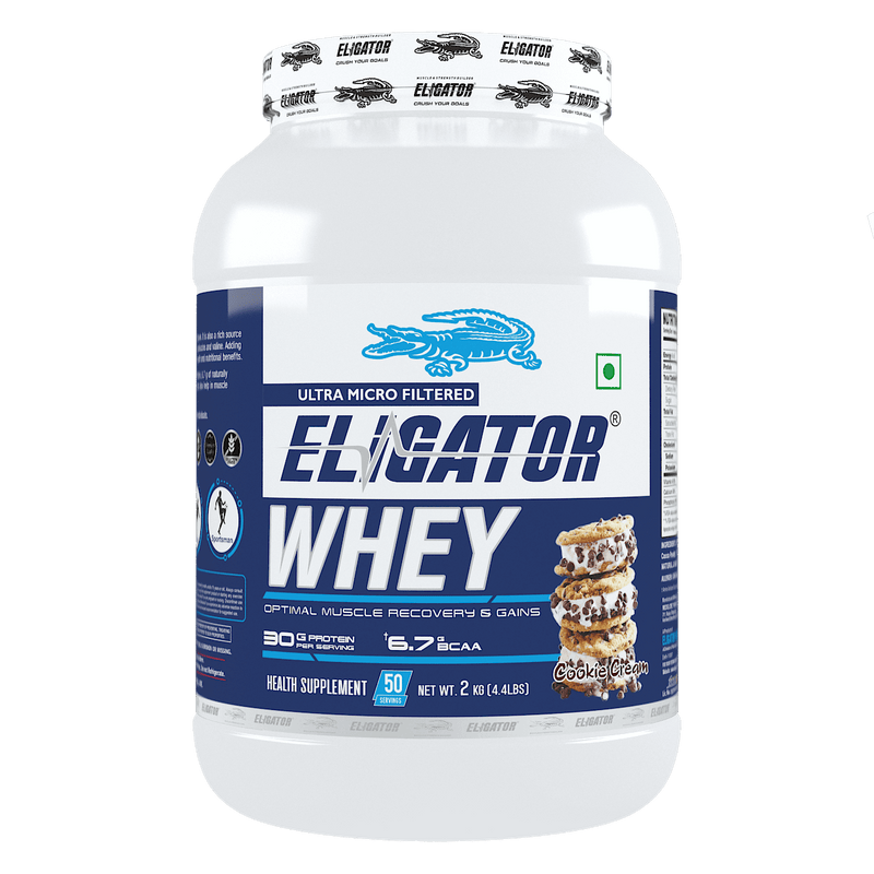 Load image into Gallery viewer, Eligator Whey Protein 2Kg with Pre-Workout - 40 Servings | Free Steel Shaker
