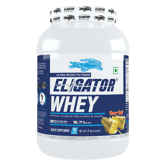 Eligator Whey Protein 2Kg with Pre-Workout - 40 Servings | Free Steel Shaker