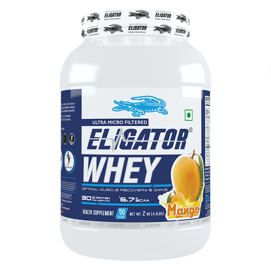 Eligator Whey Protein 2Kg with Pre-Workout - 40 Servings | Free Steel Shaker