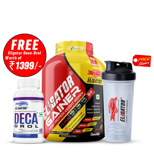 Eligator High Protein Weight Gainer 2.7Kg (6lbs) with FreeEligator Deca Drol Extreme Mass Builder 60 Tablets