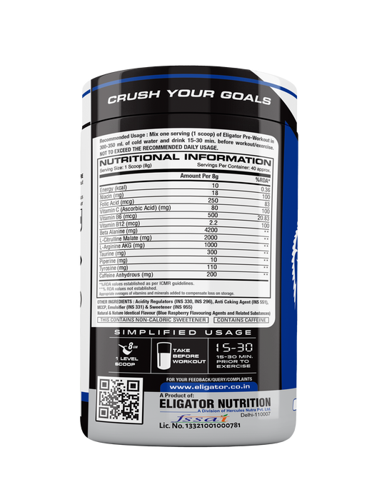 Eligator Whey Protein 2Kg with Pre-Workout - 40 Servings | Free Steel Shaker