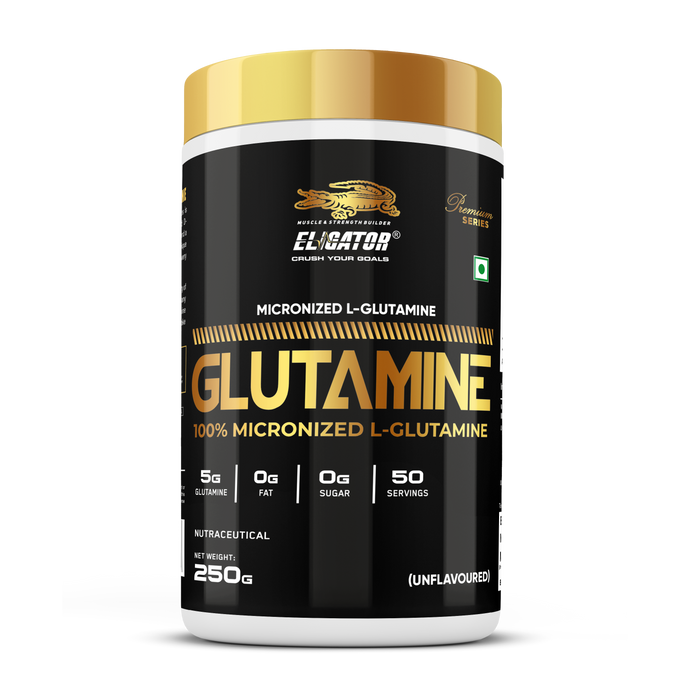 Eligator Glutamine - 250g (50 Servings) Unflavoured